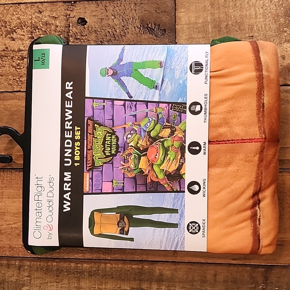ClimateRight by Cuddl Duds TMNT Boys Thermal Set Size Large 10/12